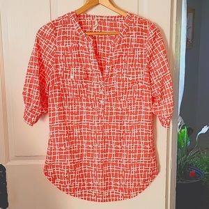 41 Hawthorne Orange Geometric Blouse - Small